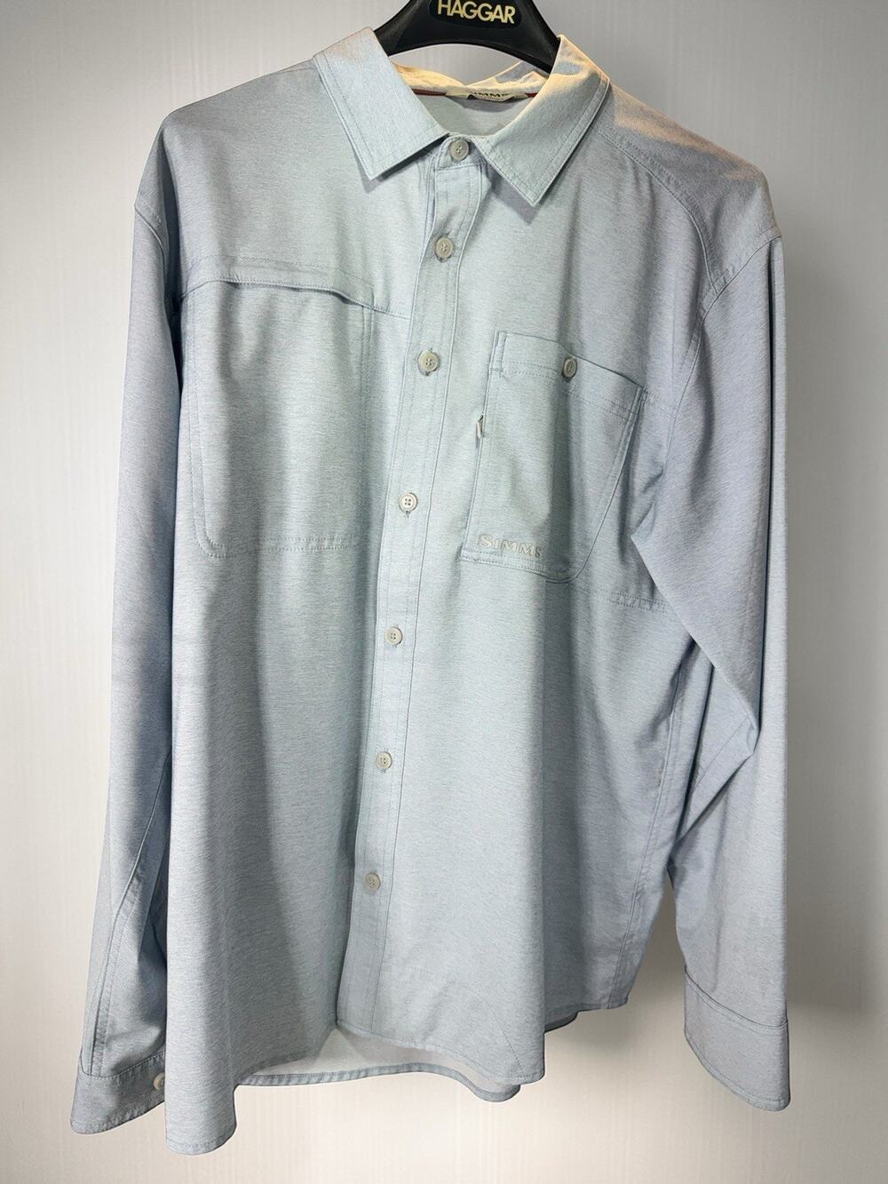 Simms Long Sleeve Blue Fishing Shirt Size Large Lightweight Cool Fly Fishing